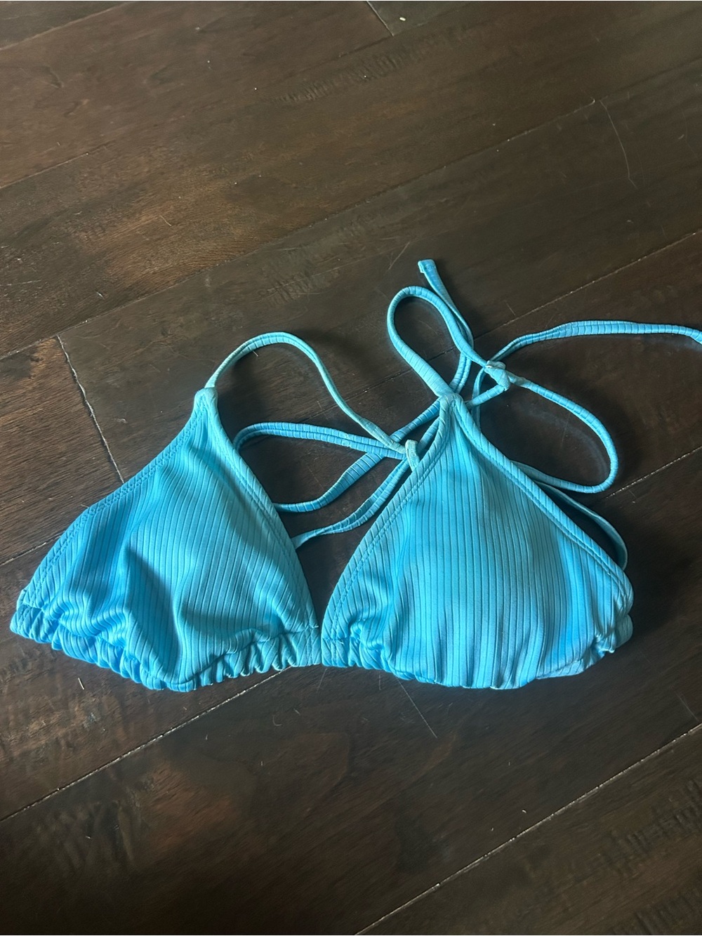 wild fable Ribbed Triangle Bikini Top in Bright Turquoise
